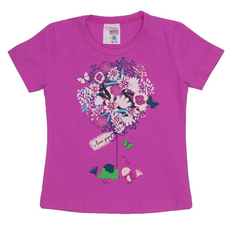 camiseta de cotton pink estampa com strass 3473