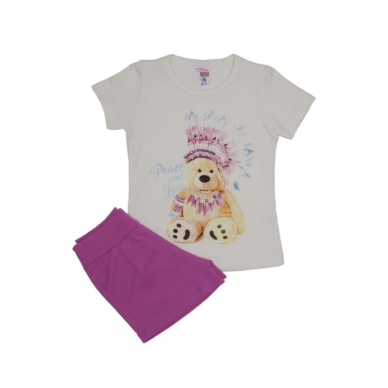 conjunto blusa off urso com strass e shorts rosa ale 3419 off 02