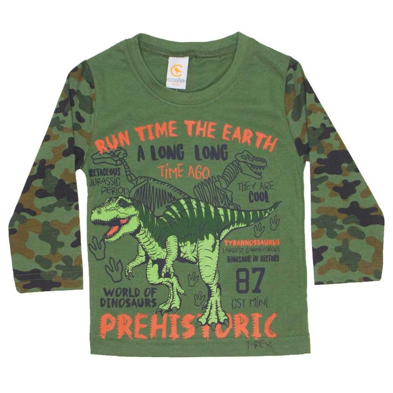 camiseta dinossauro prehistoric verde militar 8806 02