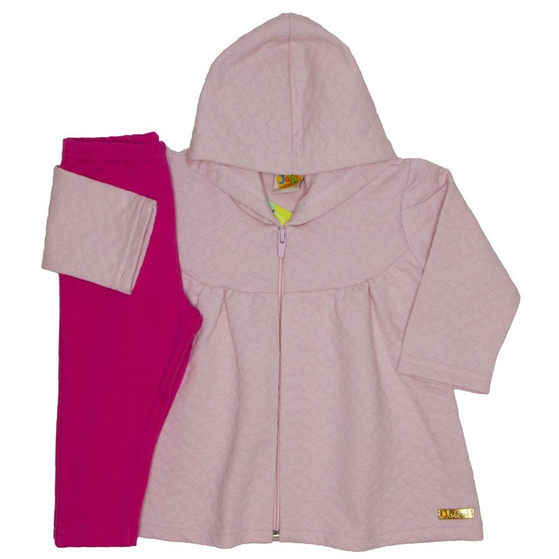 conjunto jaqueta matelasse coracoes rosa bebe 9501