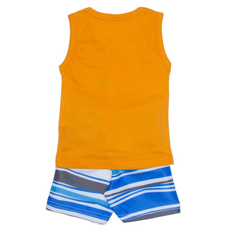 conjunto masculino camisa regata meia malha laranja surf e shorts tactel listrado 02