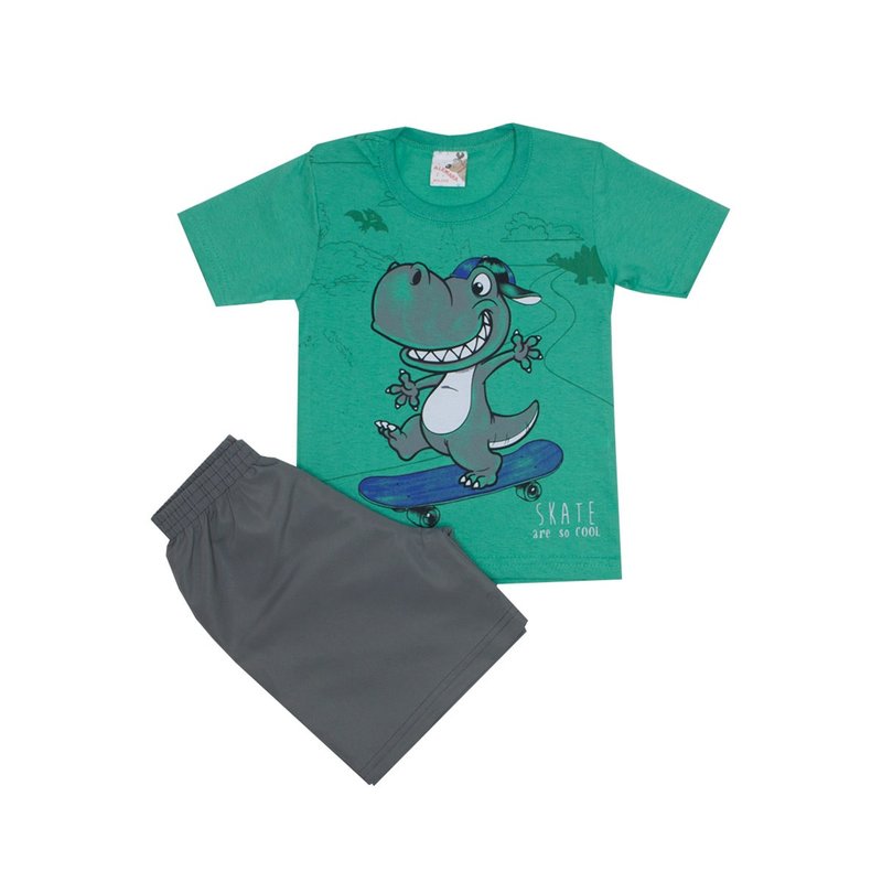 conjunto masculino camisa verde skate e shorts tactel cinza ale 7401 vrd 02