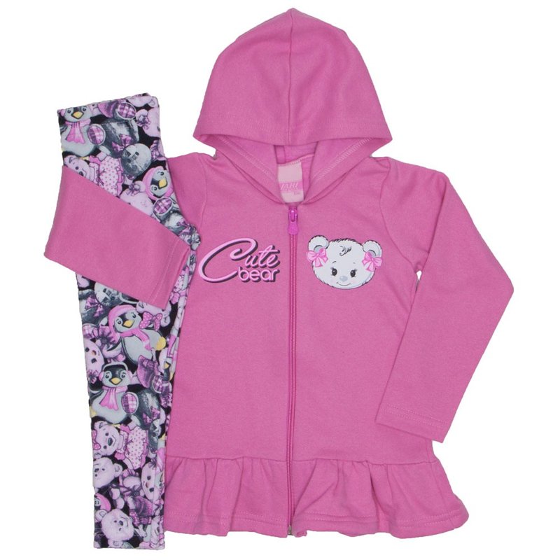 conjunto moletom cute bear rosa 9520