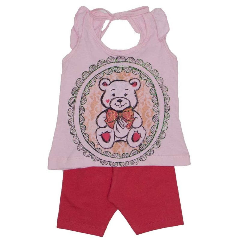 conjunto bebe menina rosa ursinho shorts laranja wkd 132 rob 01