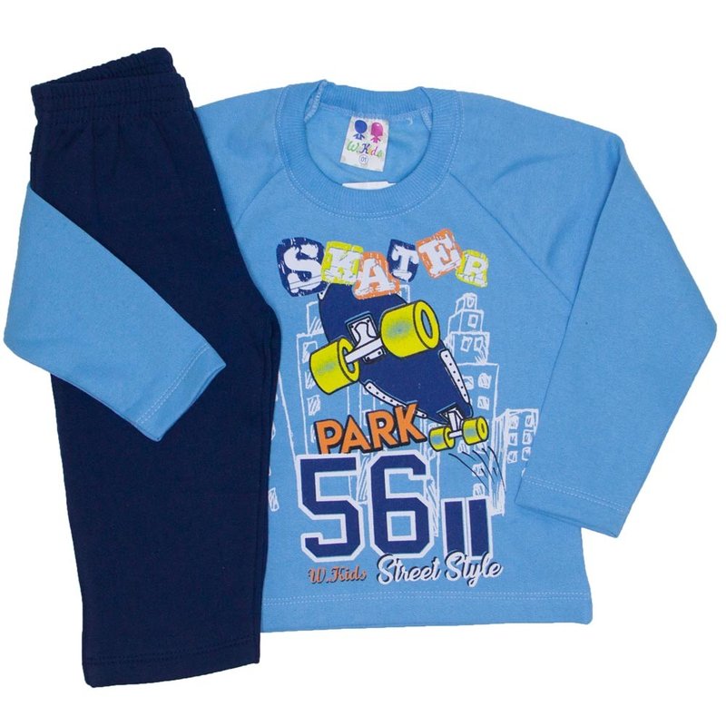 conjunto de moletom blusa azul e calca marinho 367