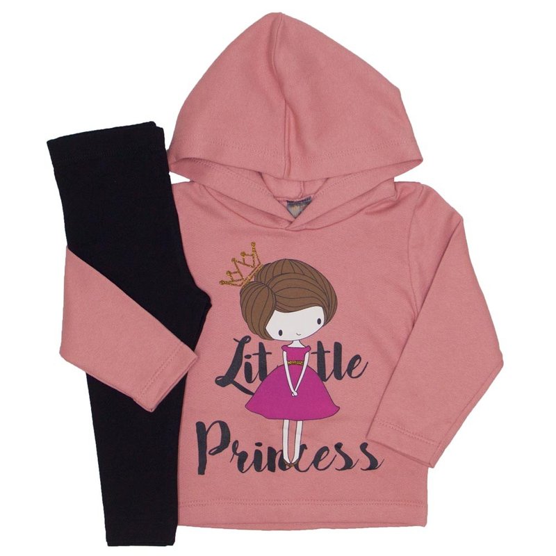 conjunto little princess rosa blush e preto 151