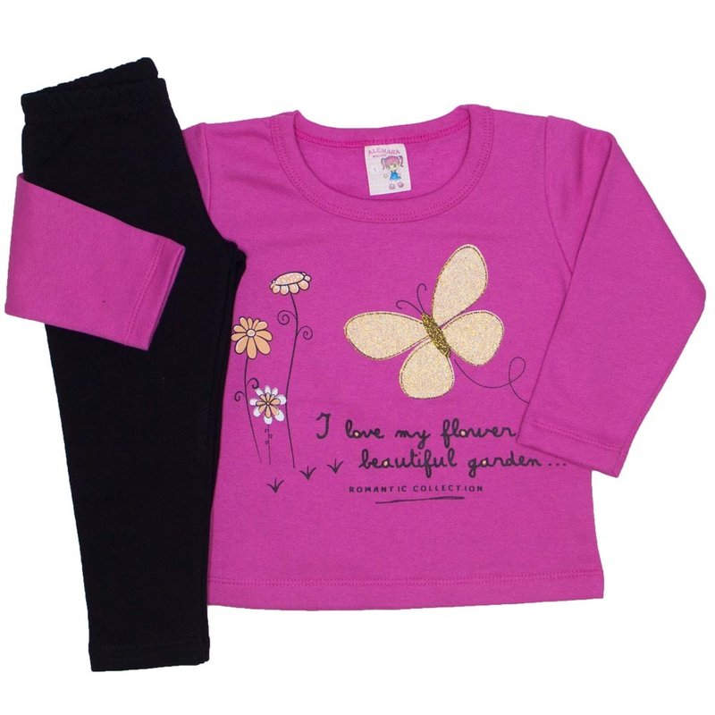 conjunto blusa moletom estampada legging molecotton pink 19042