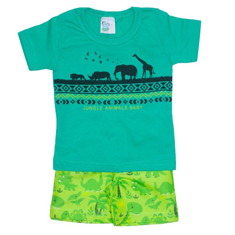 conjunto masculino safari camisa meia malha verde e shorts tactel verde 01