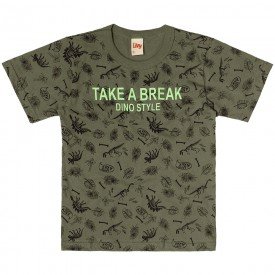 camiseta infantil masculina dino style verde militar 6763 9005