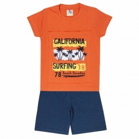 conjunto camiseta meia malha california e bermuda laranja 121016 4991