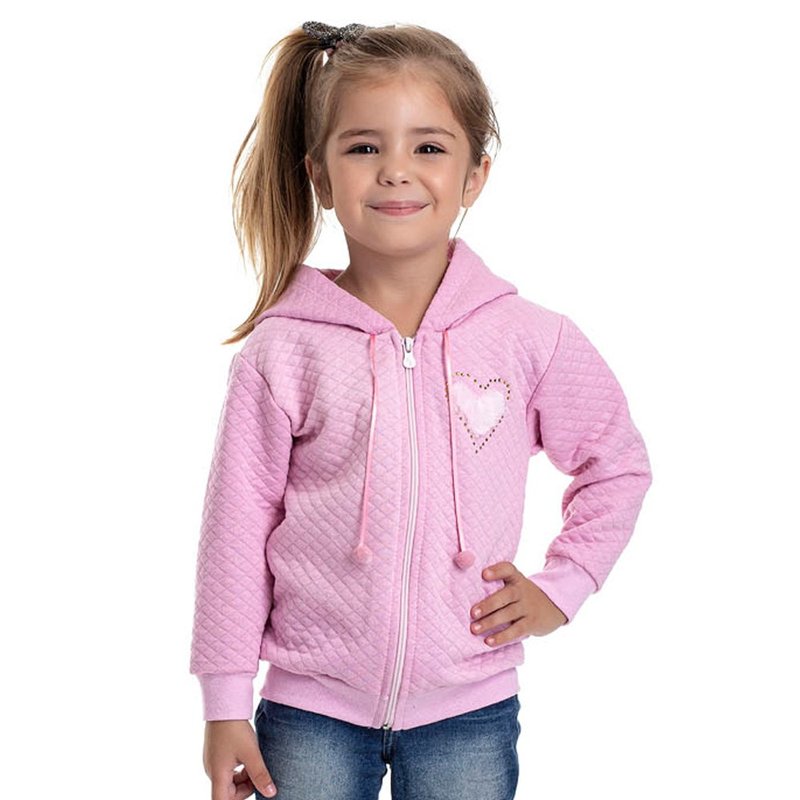 jaqueta infantil feminina matelasse rosa claro 4823 9855
