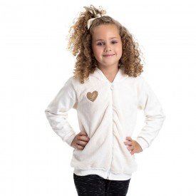 jaqueta infantil feminina moletom marfim com pelo 4856 9906