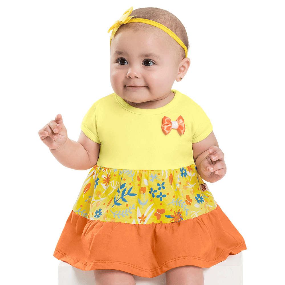 vestido bebe amarelo cenoura floral 7143 10252