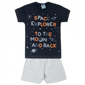 conjunto infantil camiseta space preta e bermuda mescla 12205 10419