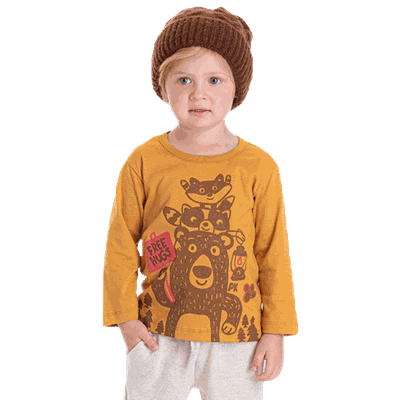 13683 camiseta infantil menino free hugs argila pimentinha 6995